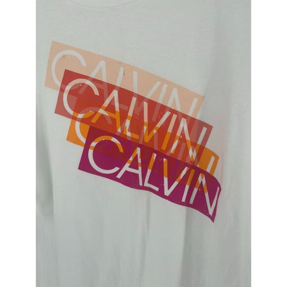 NWT Calvin Klein Jeans White Graphic Short Sleeve T-Shirt Women's Size XL - Picture 3 of 8